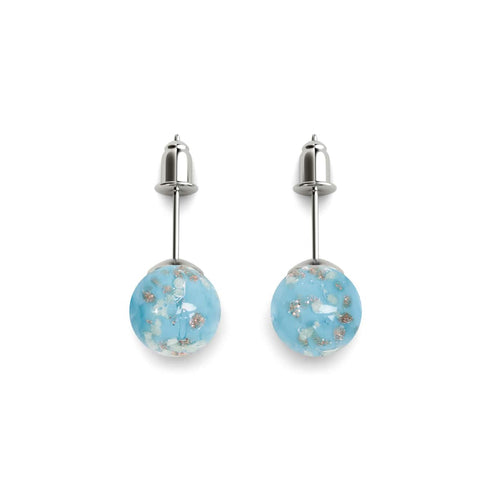 Himmelblau | 925er Sterlingsilber | Glühwürmchen-Glas-Ohrstecker